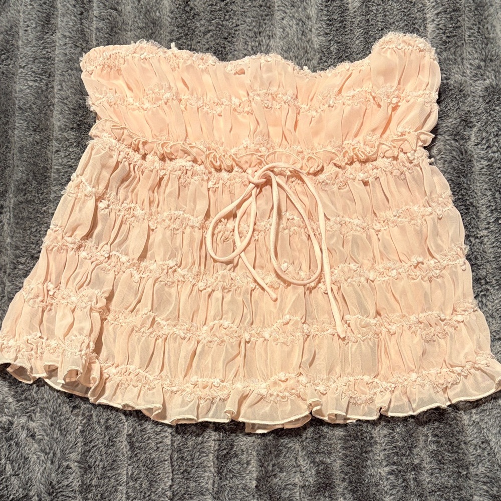 Lucy in the Sky Peach Ruffle Tank Top